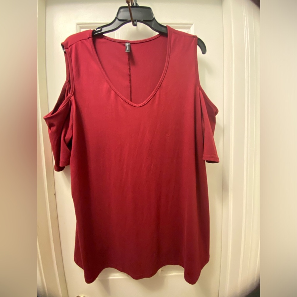 Women's Red Cold Shoulder Top